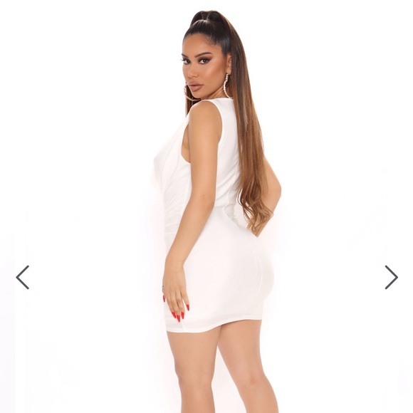 New FN White Cowl Drape Bodycon Mini Dress XS - Picture 4 of 4